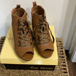 Tan Open Toe Booties
